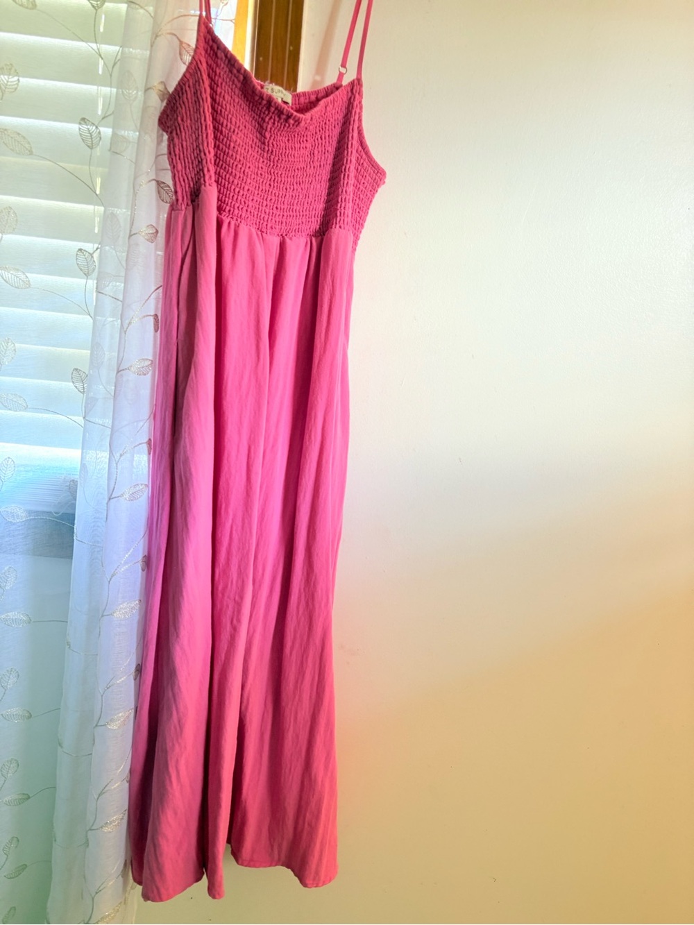 Z Supply Hot Pink Smocked Maxi Dress with Spaghetti Straps